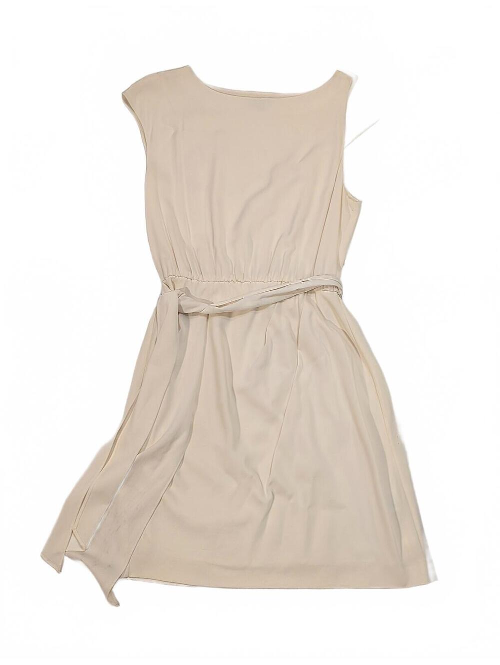 Theory Silk Sleeveless Cream Belted Dress Size 4